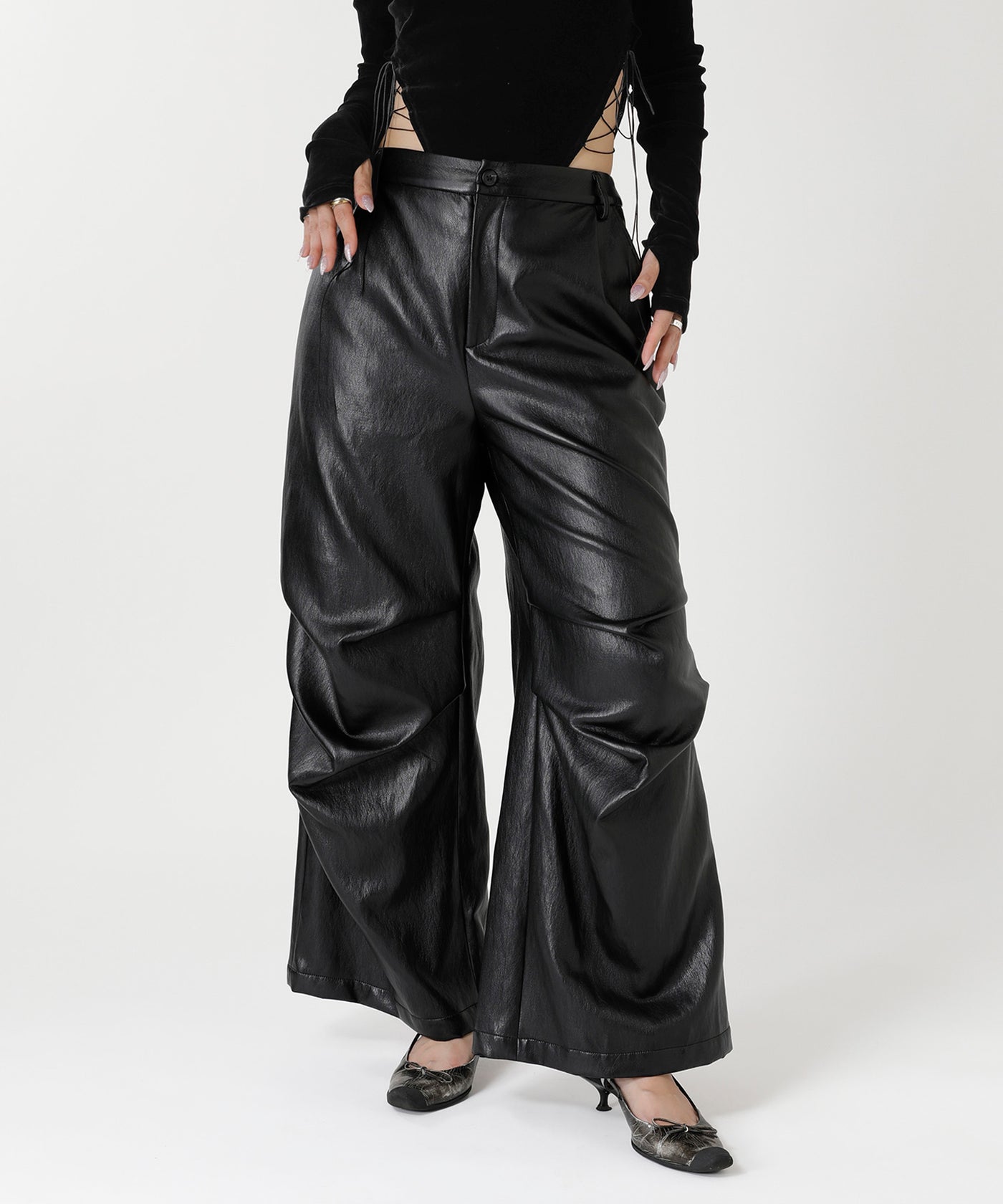 Coated Wide Tuck Pants｜フォーゲットミーノッツ(Forget-me-nots
