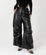 Coated Wide Tuck Pants-Forget-me-nots-Forget-me-nots Online Store