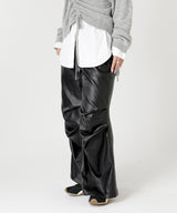 Coated Wide Tuck Pants-Forget-me-nots-Forget-me-nots Online Store