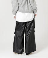 Coated Wide Tuck Pants-Forget-me-nots-Forget-me-nots Online Store