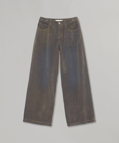 Flocked Denim Pants-Forget-me-nots-Forget-me-nots Online Store