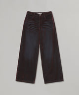 Flocked Denim Pants-Forget-me-nots-Forget-me-nots Online Store
