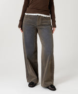 Flocked Denim Pants-Forget-me-nots-Forget-me-nots Online Store