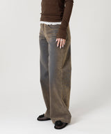 Flocked Denim Pants-Forget-me-nots-Forget-me-nots Online Store