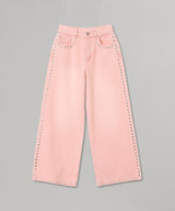 Wide Straight Denim Pants With Studs-Forget-me-nots-Forget-me-nots Online Store