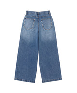 Wide Straight Denim Pants With Studs-Forget-me-nots-Forget-me-nots Online Store