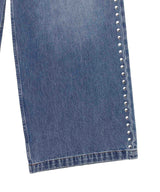 Wide Straight Denim Pants With Studs-Forget-me-nots-Forget-me-nots Online Store