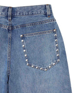 Wide Straight Denim Pants With Studs-Forget-me-nots-Forget-me-nots Online Store