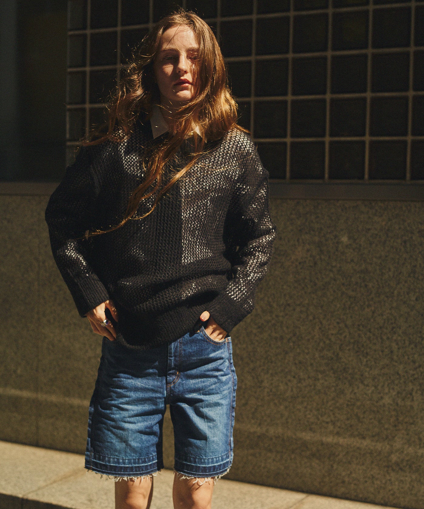 ニット セーター メッシュルーズ クルーネックニット FMN-23AW-KN-002 レディース セール】メッシュルーズ クルーネックニット FMN-23AW-KN-002