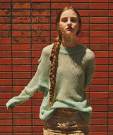 Mesh Loose Crew Neck Knit-Forget-me-nots-Forget-me-nots Online Store