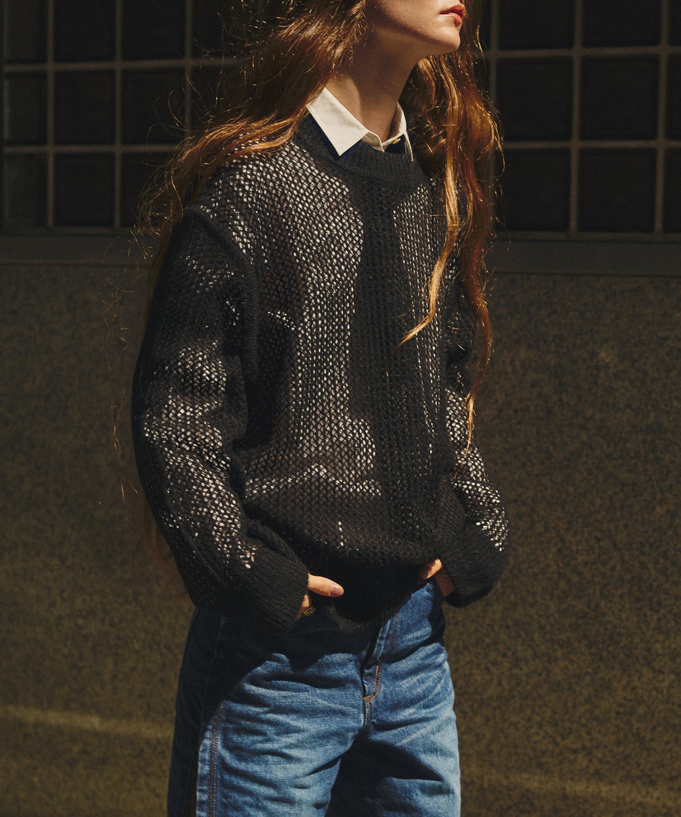 Mesh Loose Crew Neck Knit｜フォーゲットミーノッツ(Forget-me-nots