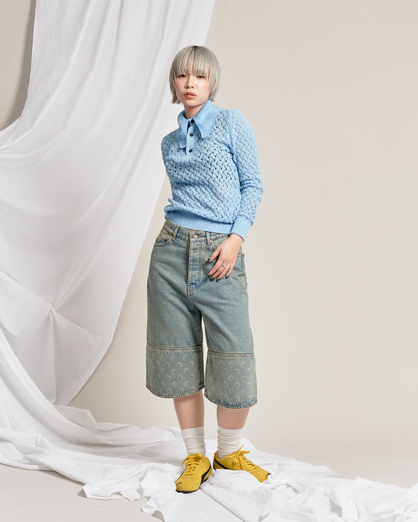 Moon Laser Denim Bermudas-Marine Serre-Forget-me-nots Online Store