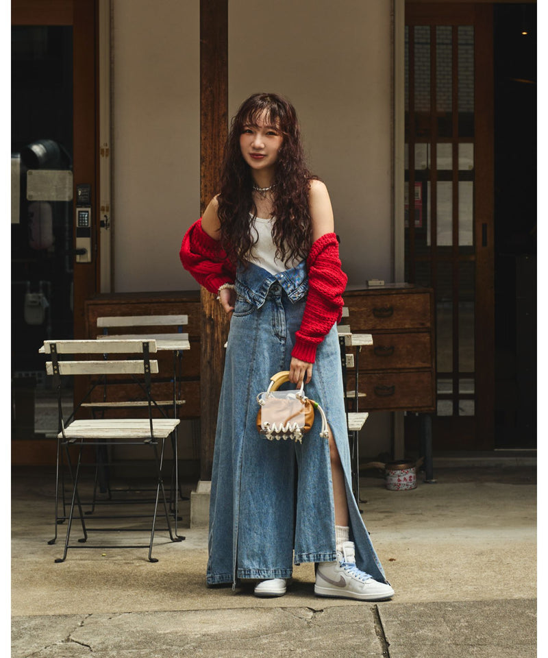 ロック(rokh)｜Flap Detailed Denim Asymmetric Skirt｜スニーカー