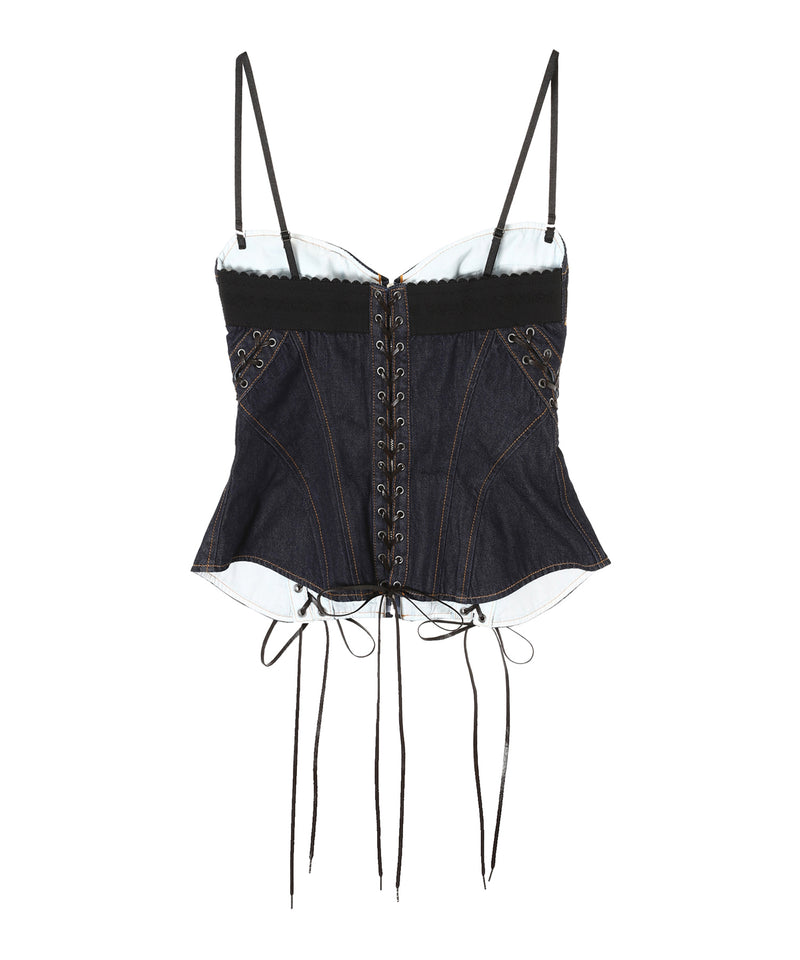Lace Up Denim Bustier-FETICO-Forget-me-nots Online Store