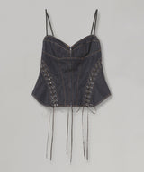 Lace Up Denim Bustier-FETICO-Forget-me-nots Online Store