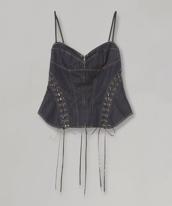 Lace Up Denim Bustier-FETICO-Forget-me-nots Online Store