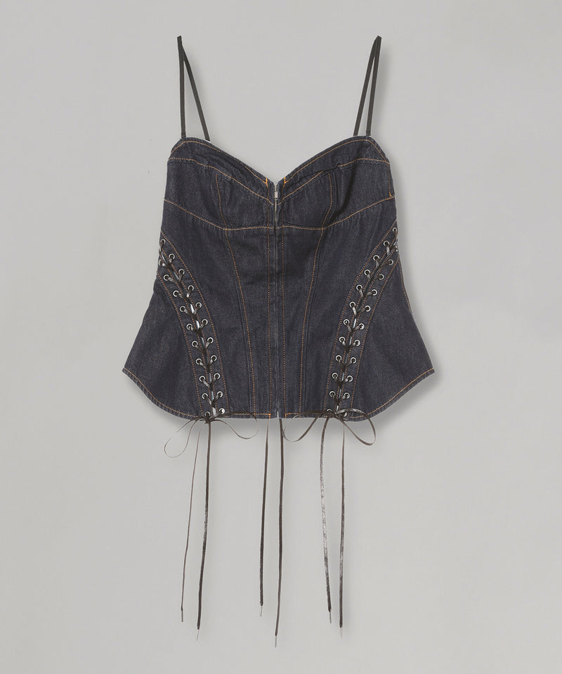Lace Up Denim Bustier-FETICO-Forget-me-nots Online Store