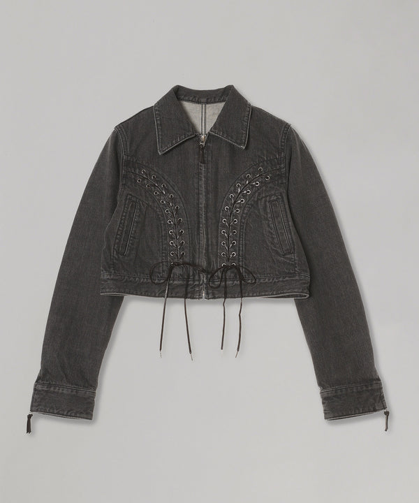 Lace Up Denim Jacket-FETICO-Forget-me-nots Online Store
