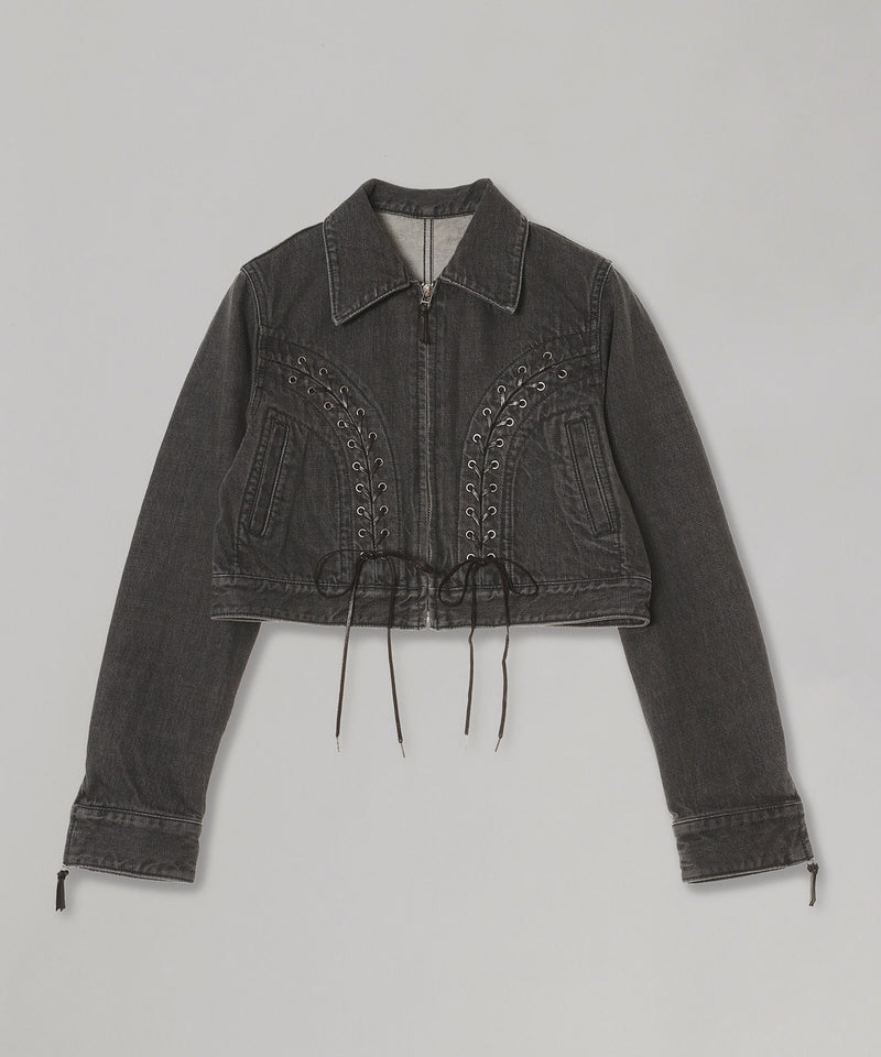 Lace Up Denim Jacket-FETICO-Forget-me-nots Online Store