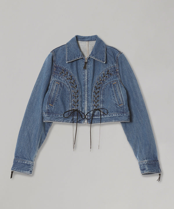 Lace Up Denim Jacket-FETICO-Forget-me-nots Online Store