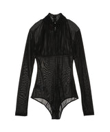 Velvet Tulle Turtleneck Bodysuit-FETICO-Forget-me-nots Online Store