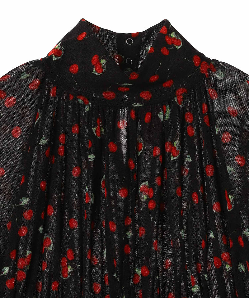 Printed Velvet Tulle Turtleneck Bodysuit-FETICO-Forget-me-nots Online Store