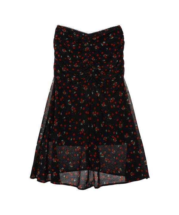 Printed Velvet Tulle Gathered Skirt-FETICO-Forget-me-nots Online Store