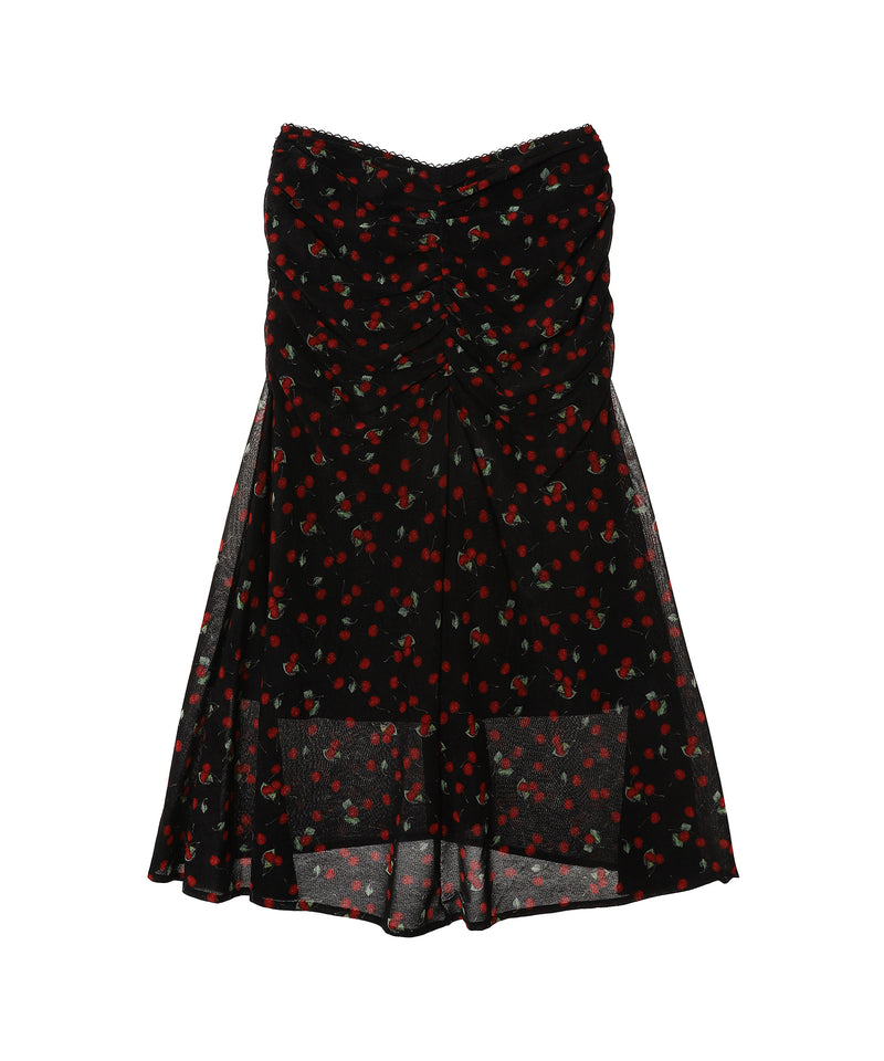 Printed Velvet Tulle Gathered Skirt-FETICO-Forget-me-nots Online Store