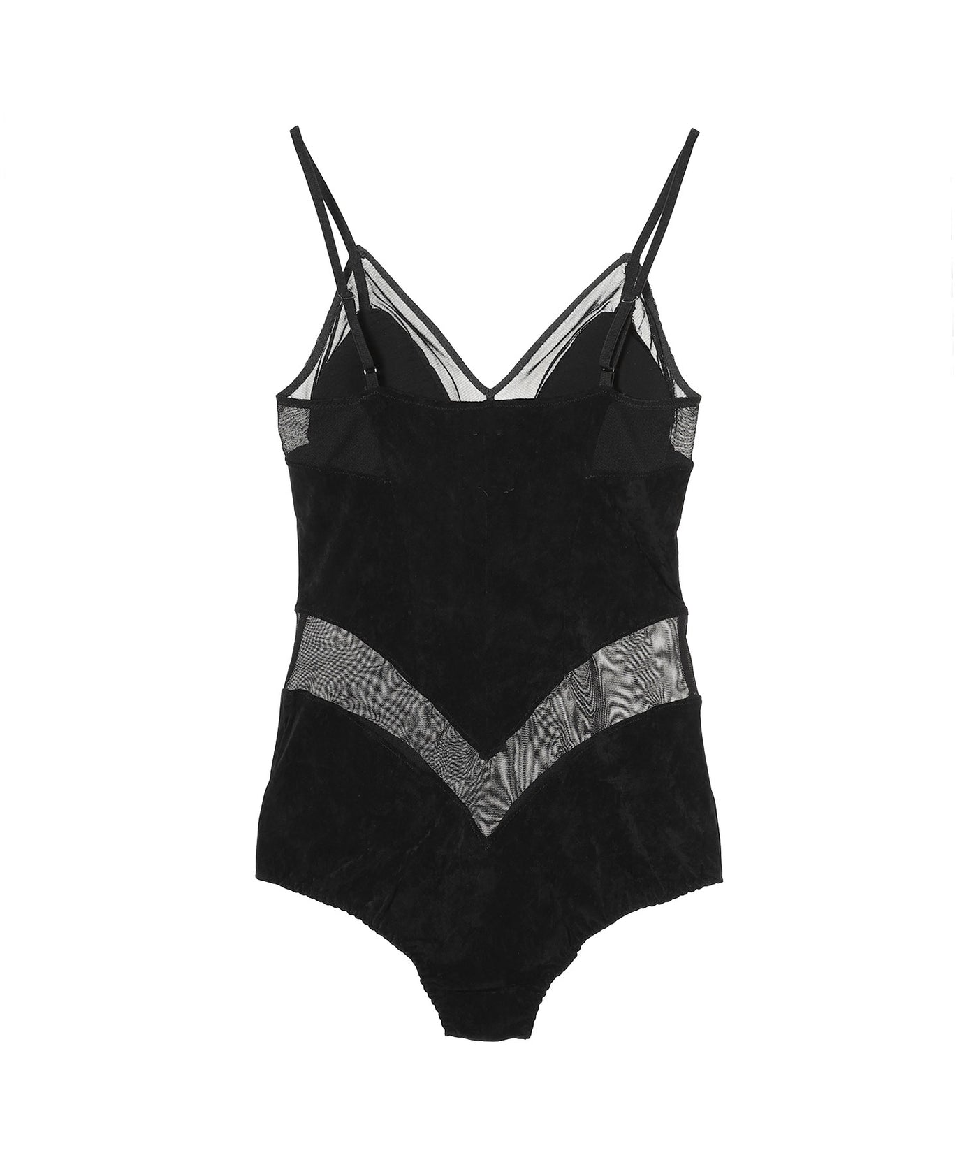 crank ドットフリルフーディ フェティコ(FETICO)｜Velour Paneled Bodysuit - 252359001015