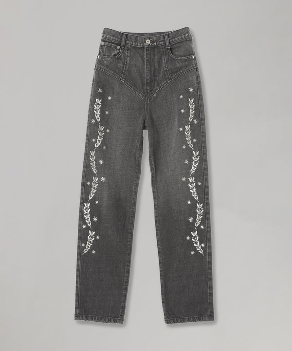Embroidered Straight Jeans-FETICO-Forget-me-nots Online Store