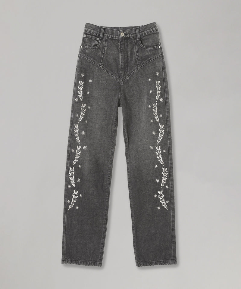 Embroidered Straight Jeans-FETICO-Forget-me-nots Online Store