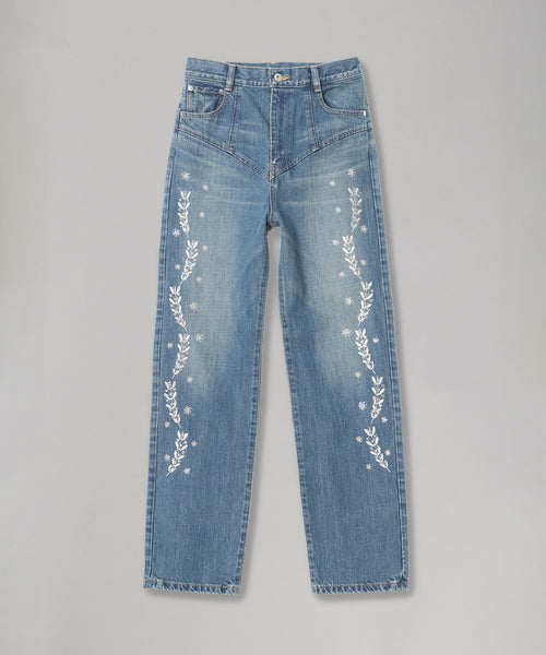 Embroidered Straight Jeans-FETICO-Forget-me-nots Online Store