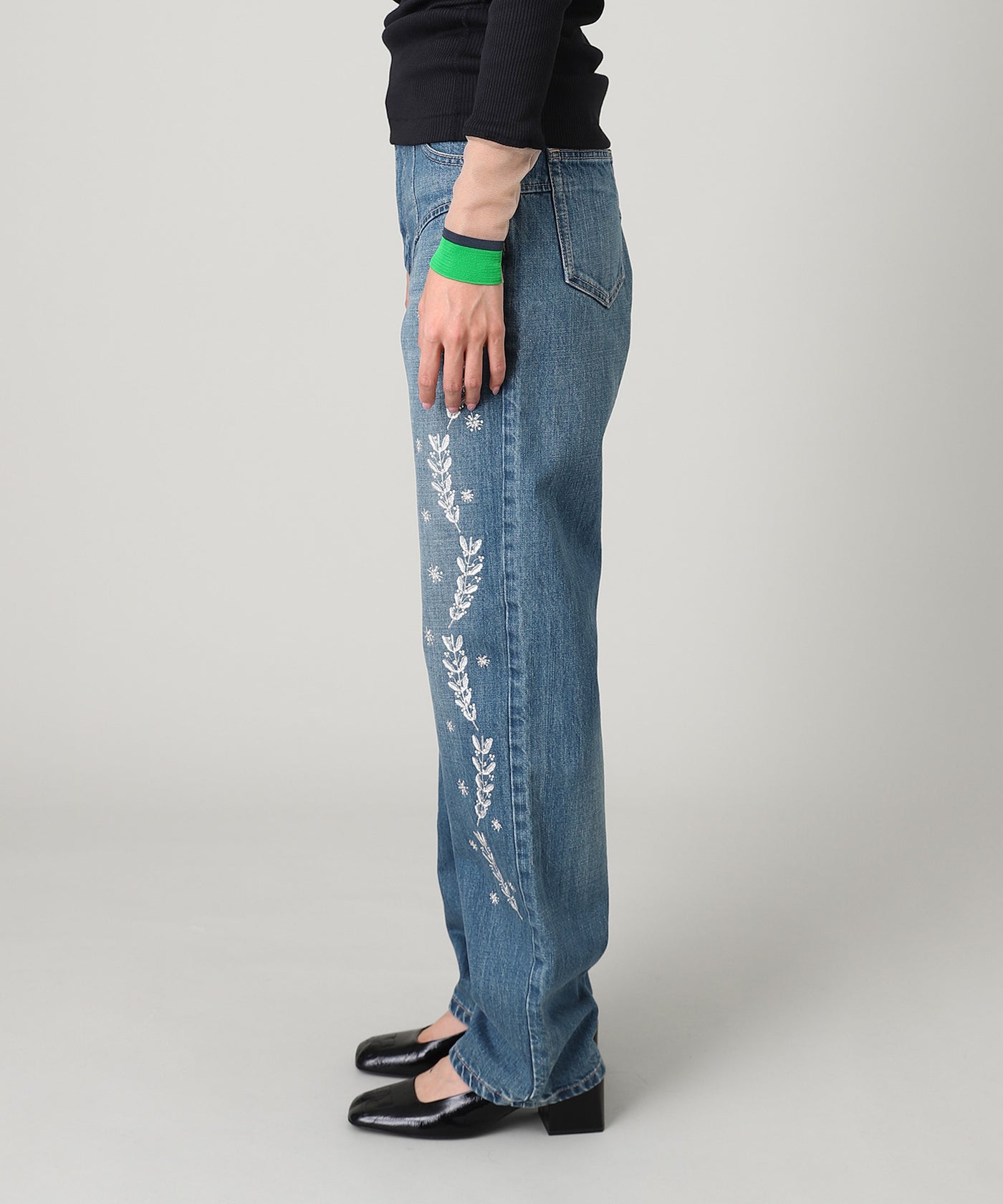 Embroidered Straight Jeans｜フェティコ(FETICO)｜Forget-me-nots