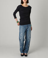 Embroidered Straight Jeans-FETICO-Forget-me-nots Online Store