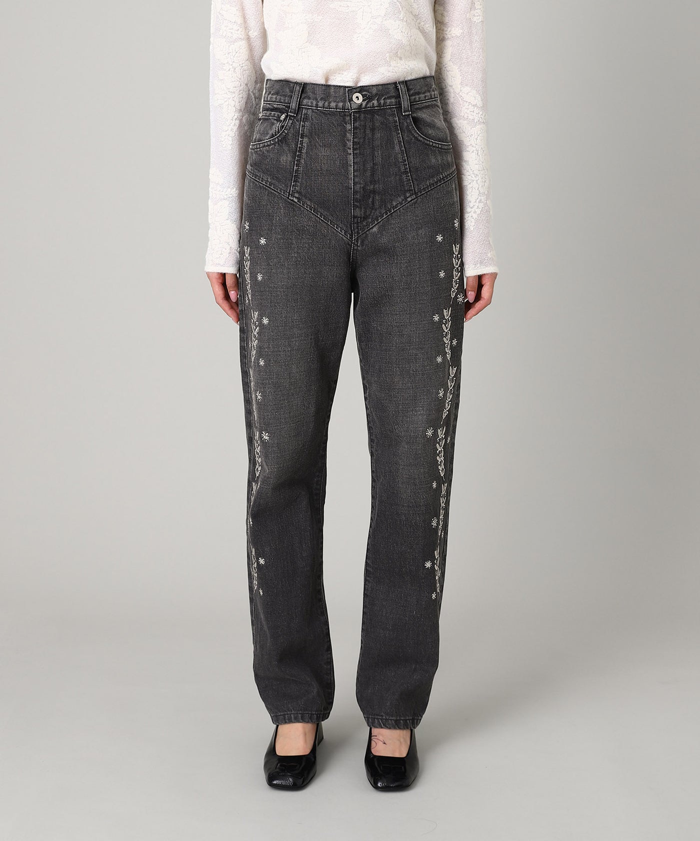 Embroidered Straight Jeans｜フェティコ(FETICO)｜Forget-me-nots