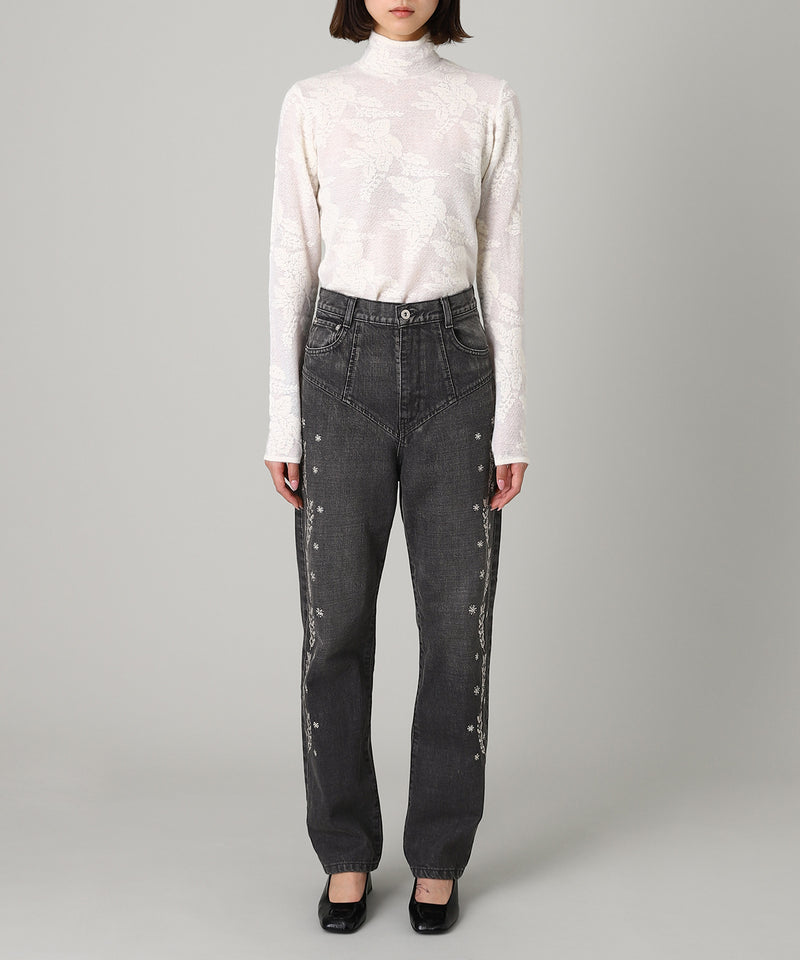 Embroidered Straight Jeans-FETICO-Forget-me-nots Online Store
