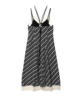 Lace Jaquard Stripe Slip Dress-FETICO-Forget-me-nots Online Store