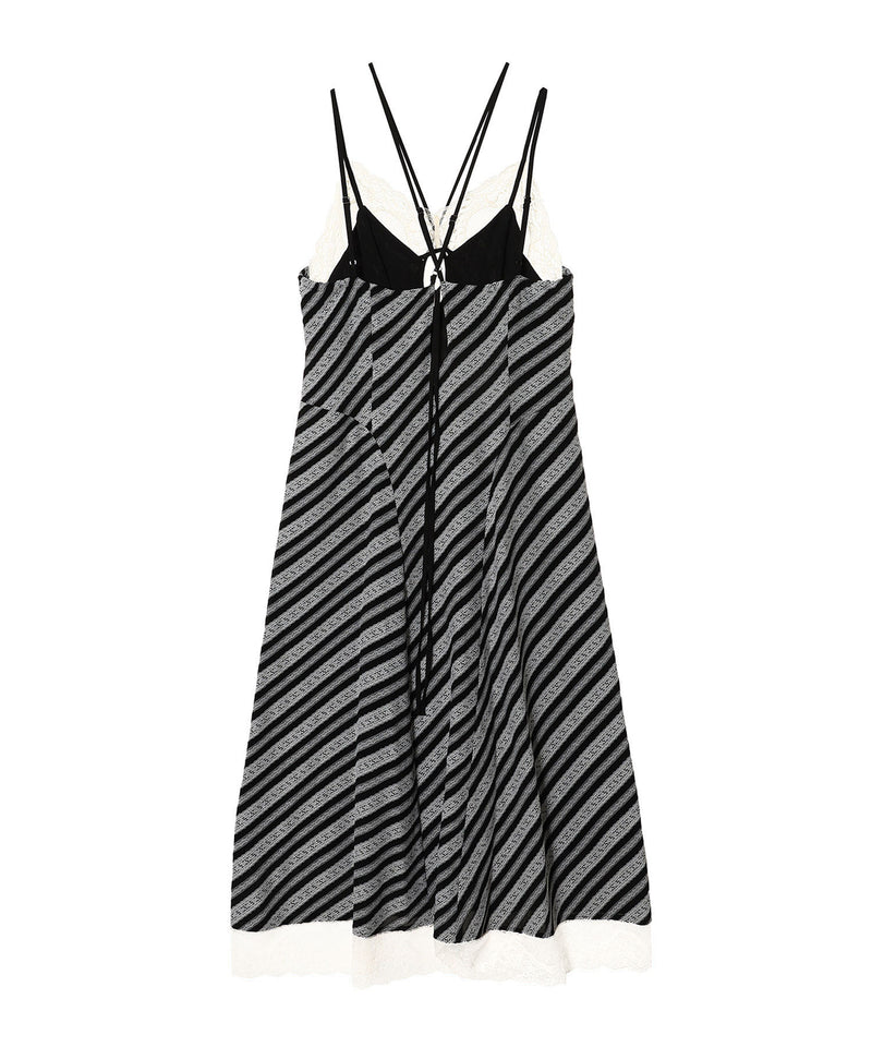 Lace Jaquard Stripe Slip Dress-FETICO-Forget-me-nots Online Store