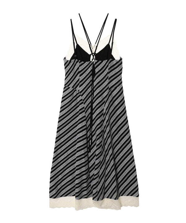 Lace Jaquard Stripe Slip Dress-FETICO-Forget-me-nots Online Store