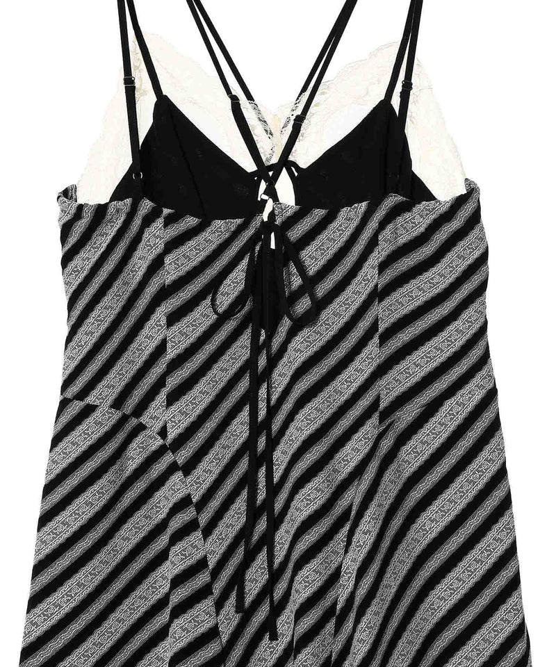Lace Jaquard Stripe Slip Dress-FETICO-Forget-me-nots Online Store
