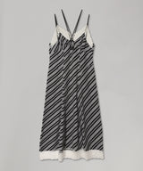 Lace Jaquard Stripe Slip Dress-FETICO-Forget-me-nots Online Store