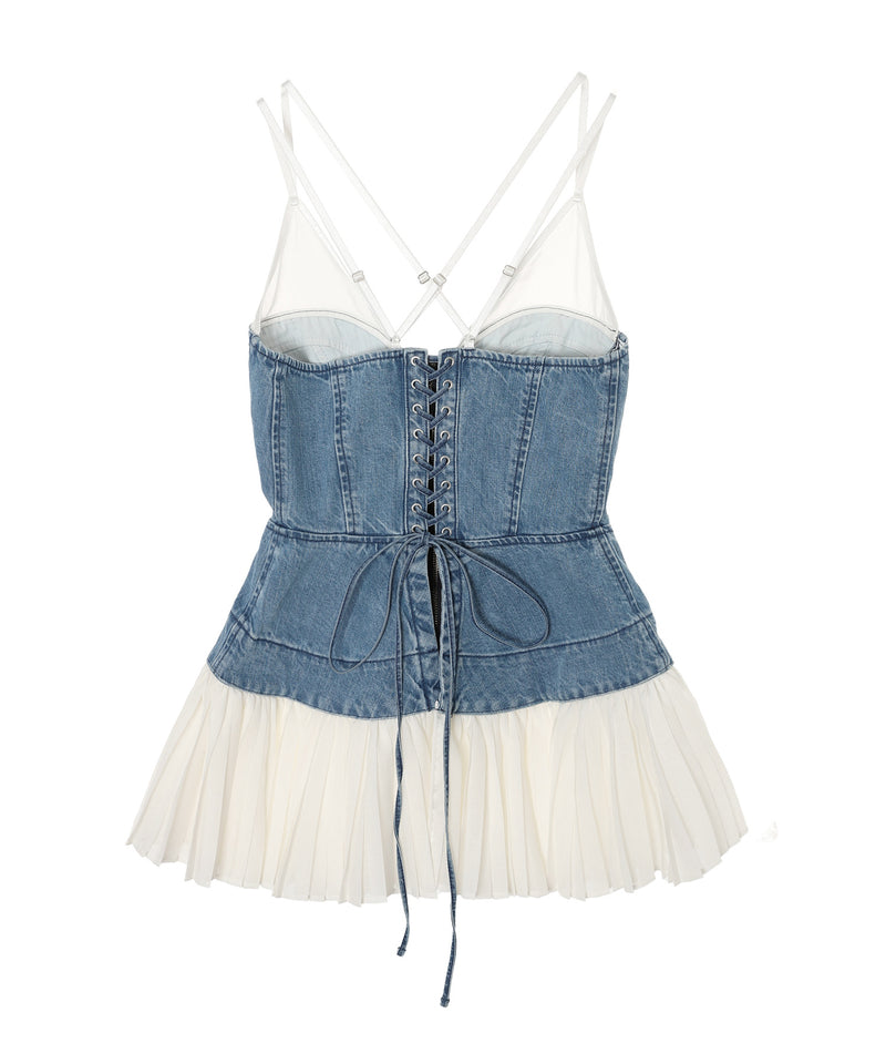 Organic Cotton Denim Pleated Bustier Top｜フェティコ(FETICO