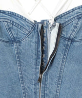 Organic Cotton Denim Pleated Bustier Top-FETICO-Forget-me-nots Online Store