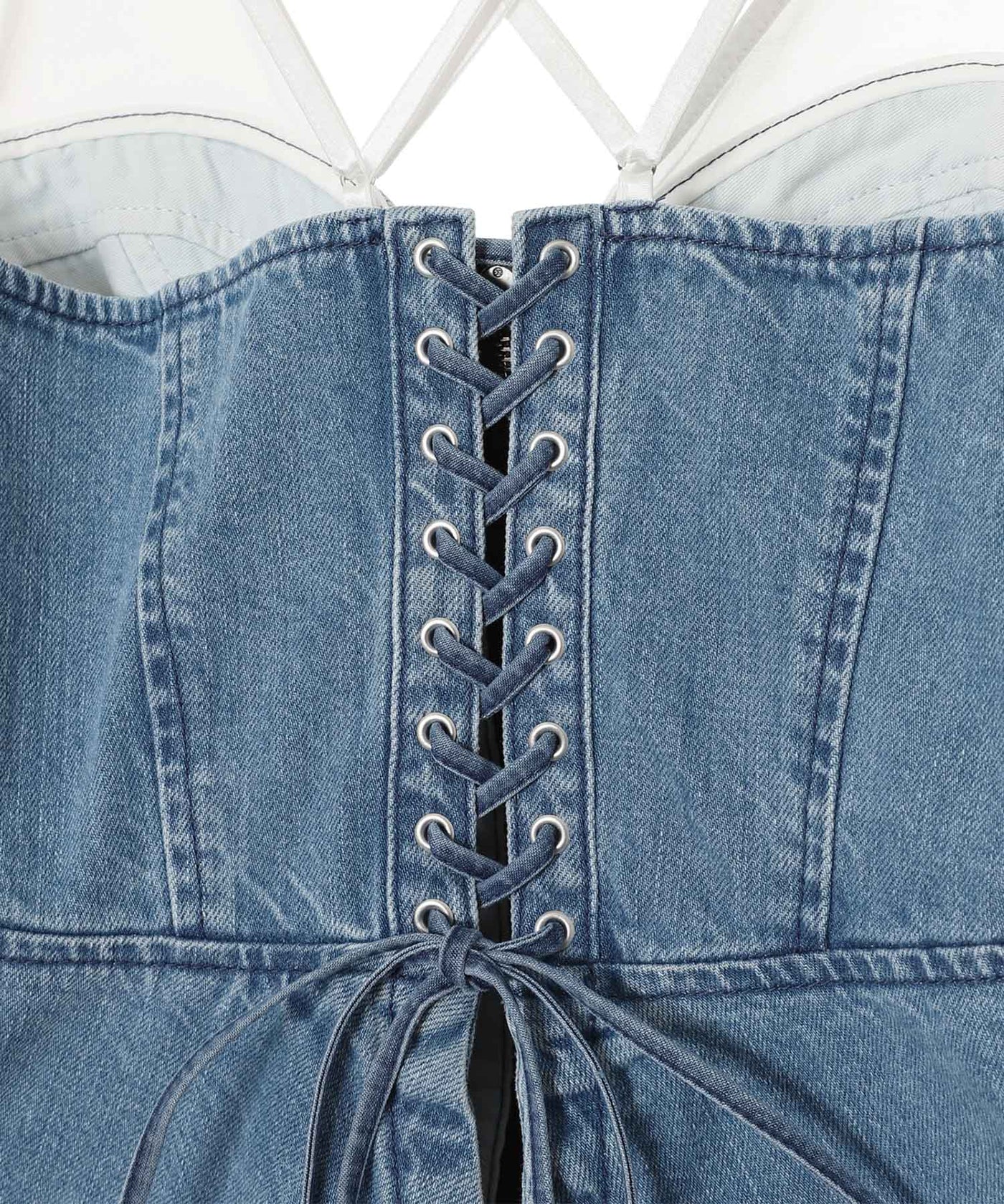 Organic Cotton Denim Pleated Bustier Top｜フェティコ(FETICO
