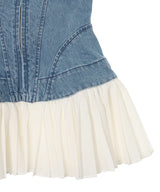 Organic Cotton Denim Pleated Bustier Top-FETICO-Forget-me-nots Online Store