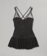 Organic Cotton Denim Pleated Bustier Top-FETICO-Forget-me-nots Online Store