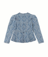 Damask-Jacquard Denim Peplum Jacket-FETICO-Forget-me-nots Online Store