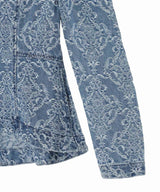 Damask-Jacquard Denim Peplum Jacket-FETICO-Forget-me-nots Online Store