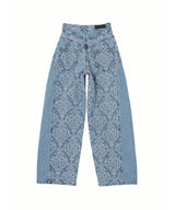 Damask-Jacquard Denim Curve-Fit High-Rise Jeans-FETICO-Forget-me-nots Online Store