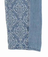 Damask-Jacquard Denim Curve-Fit High-Rise Jeans-FETICO-Forget-me-nots Online Store